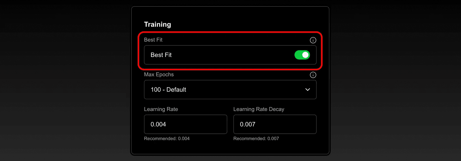 Advanced Settings Best Fit Option