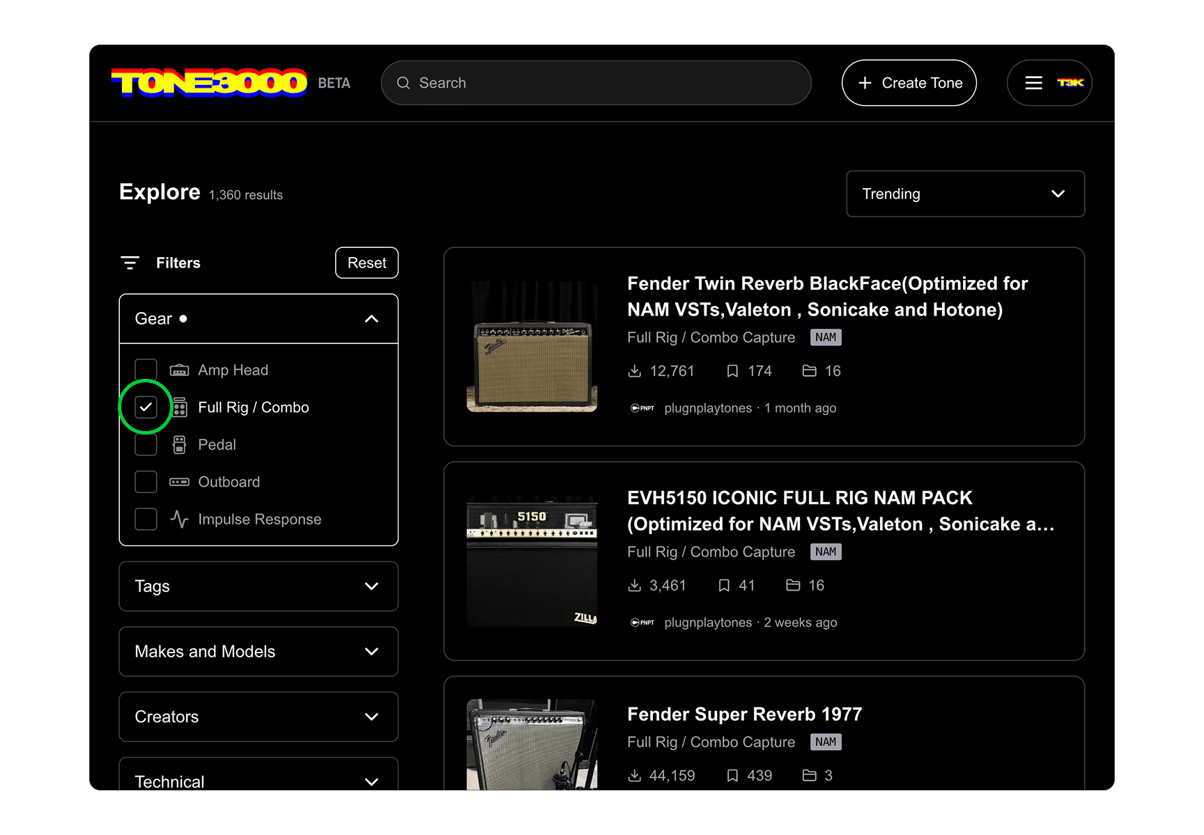 tone3000 gear type full rig