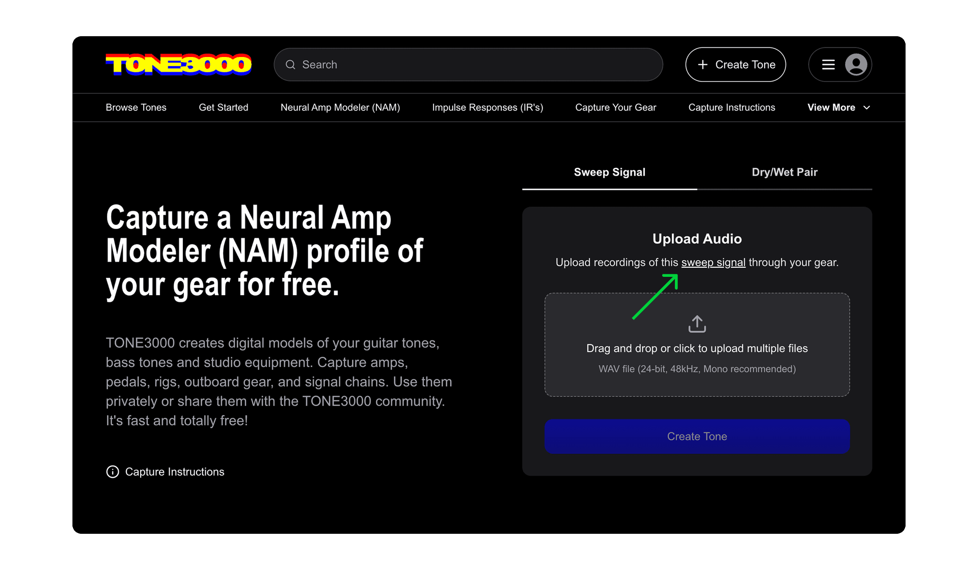 Neural Amp Modeler Sweep Signal