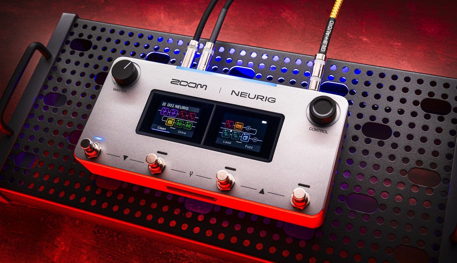 ZOOM NEURIG guitar multi-FX pedal on a pedalboard