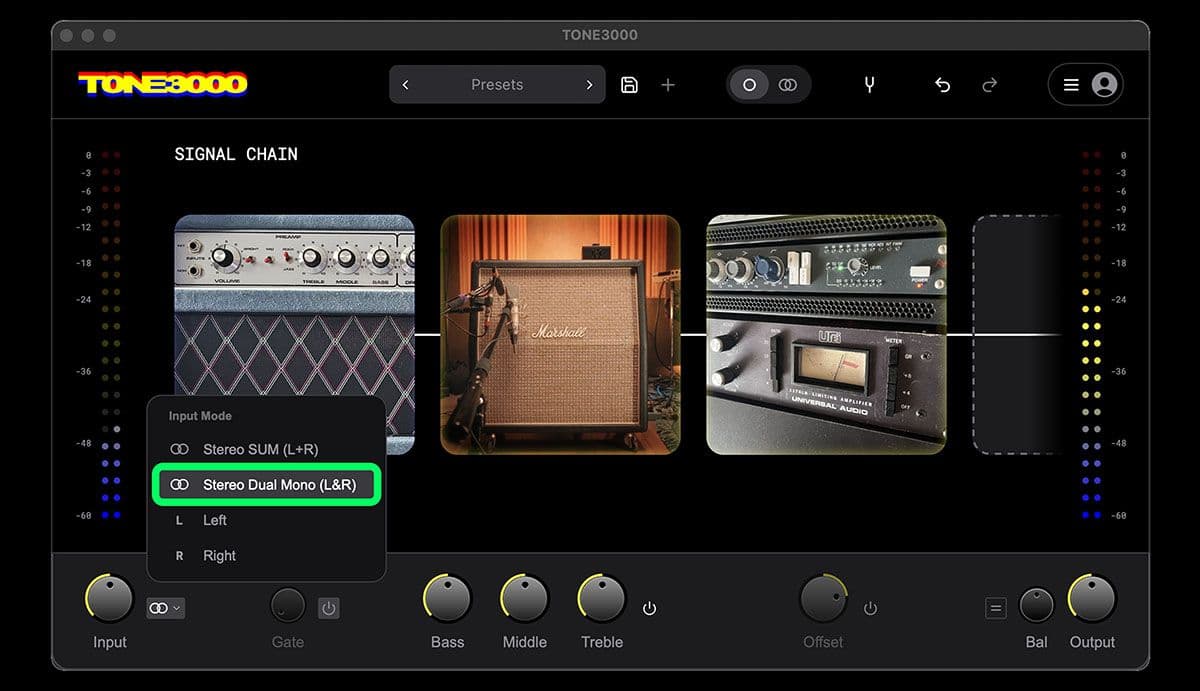 tone3000 plugin dual mono